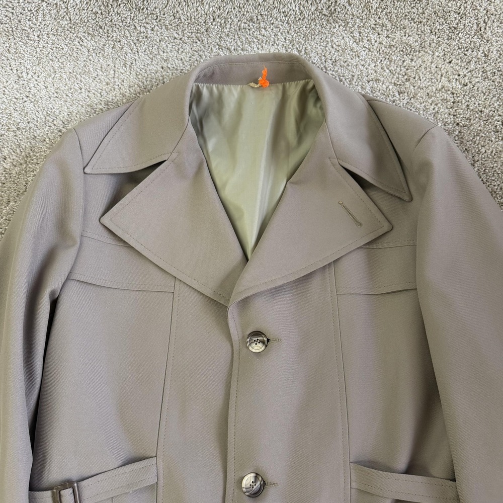 Vintage John Blair Coat Mens 44 Gray Twill Overcoat Lined Business Casual